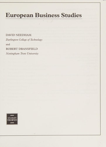 European Business Studies by NEEDHAM D.
