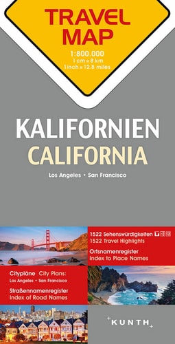 California Travel Map - 1:800,000 scale by Kunth Verlag