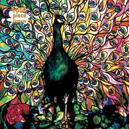 Adult Jigsaw Puzzle Louis Comfort Tiffany: Displaying Peacock 1000-Piece Jigsaw Puzzles by Flame Tree Studio