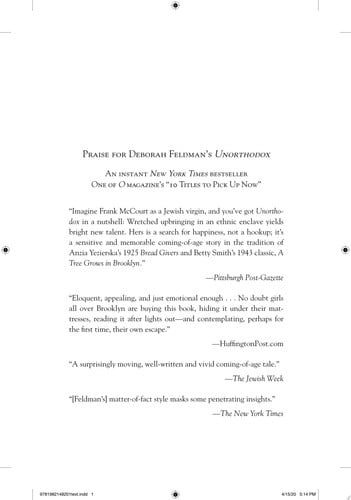 Unorthodox: the scandalous rejection of my Hasidic roots by Feldman, Deborah