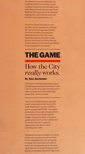 The Game How the City Really Works by Alex Buchanan