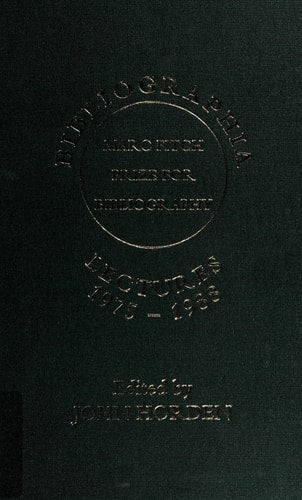 Bibliographia: Marc Fitch Prize for Bibliography, Lectures 1975-1988 by Leopard's Head Press