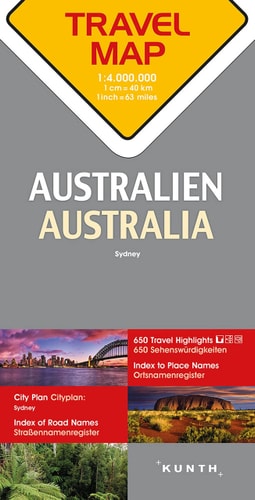 Australia Travel Map 1:4,000,000 (English and German Edition) by Kunth Verlag