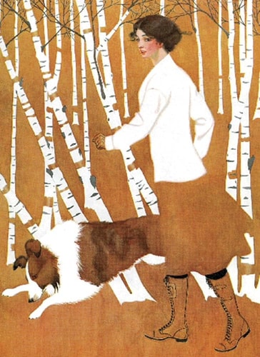 Birches Notebook Cover Art from Life Magazine, October 28 1911 by Coles Phillips
